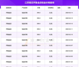 2025年07月17日齐鲁金店铂金最新价格多少钱一克