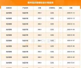 2025年11月03日宝庆银楼铂金最新价格多少一克