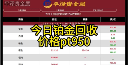 PT990铂金回收今日最新价格多少（2025年10月05日更新）