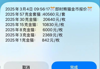3克熊猫金币最新市场价格（2025年10月07日更新）